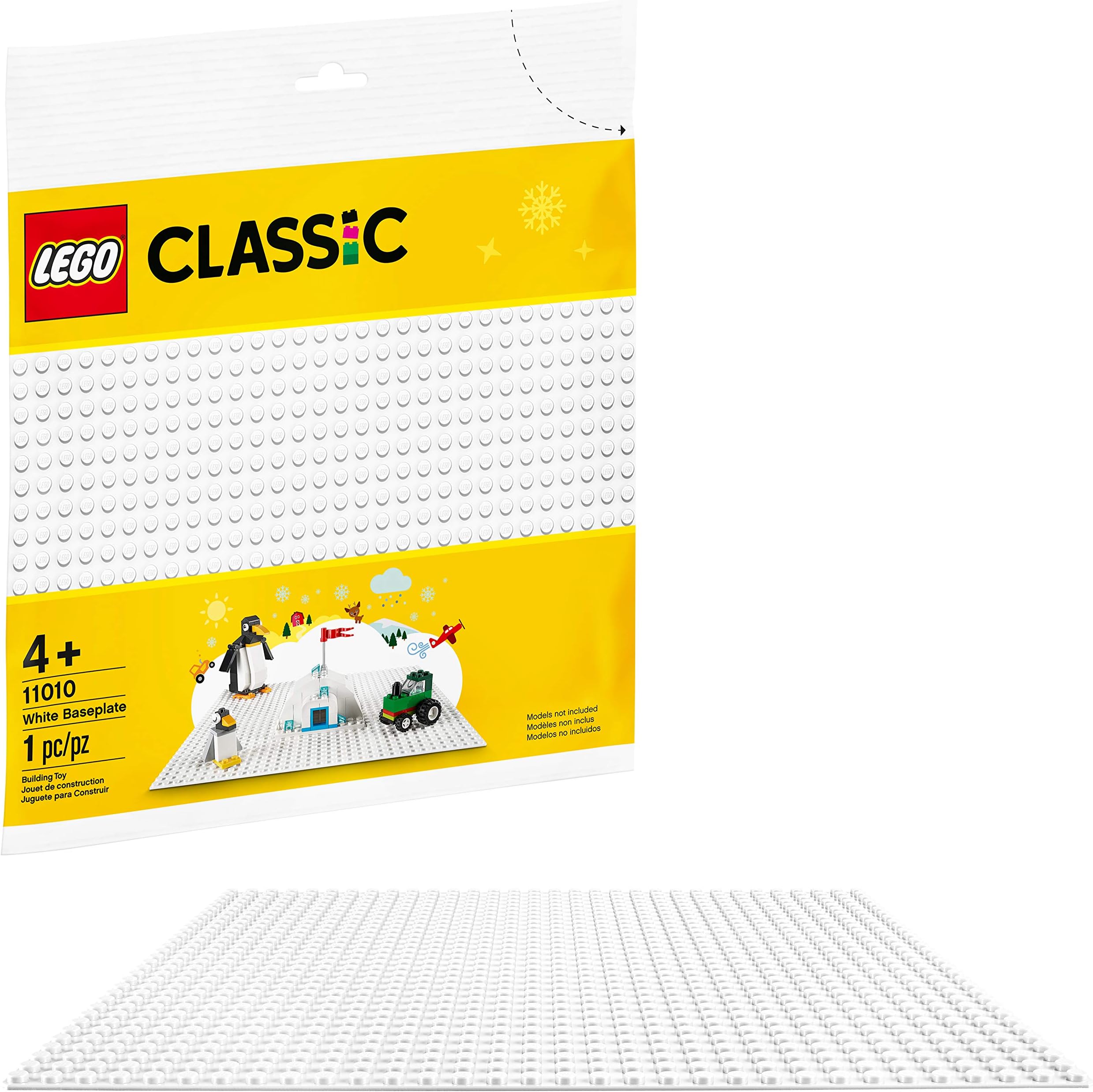 Classic White Baseplate 11010 Creative Toy for Kids, Great Open-Ended Imaginative Play Builders (1 Piece)