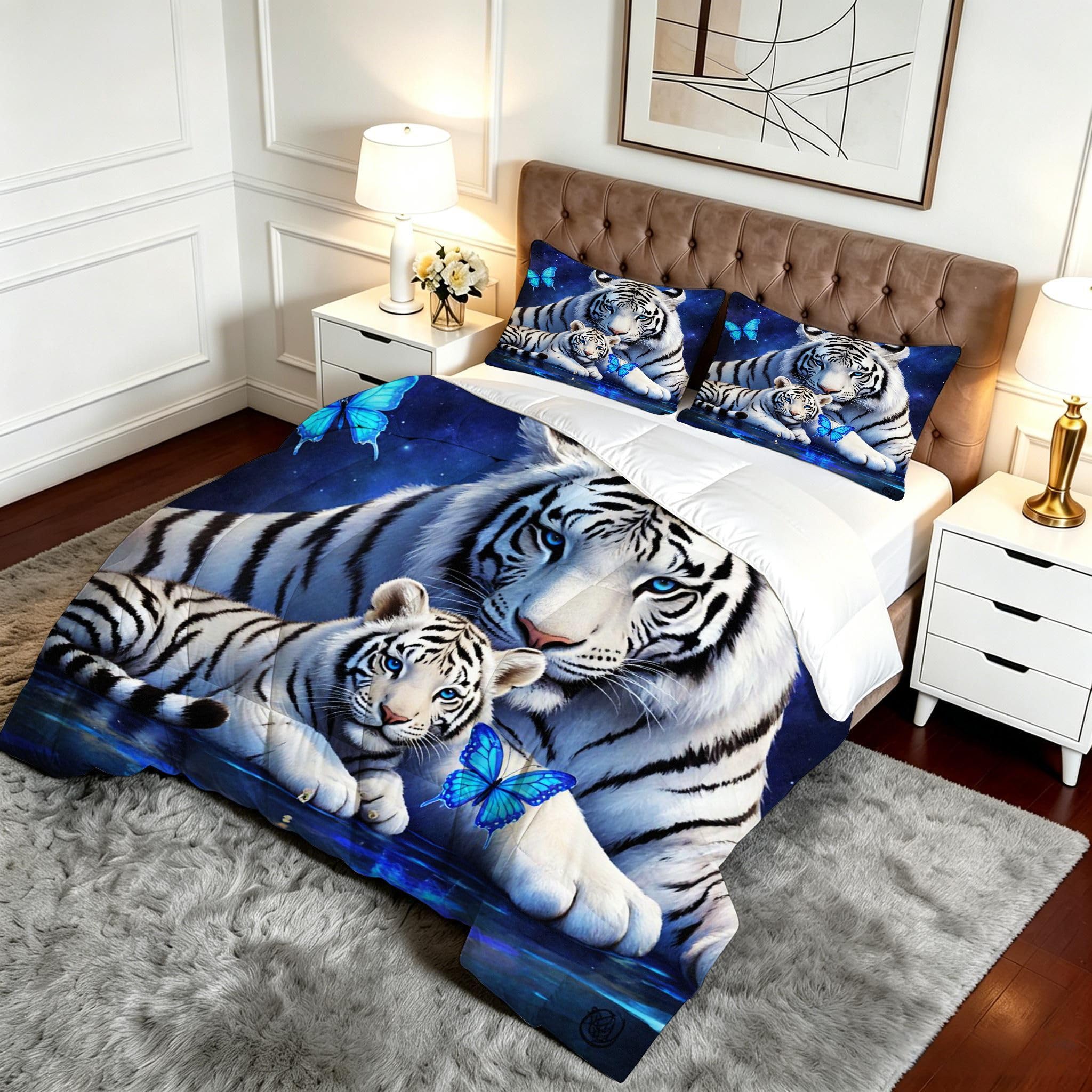 Couette sans Housse 200x200 cm, Tigre Bleu, DQ6922