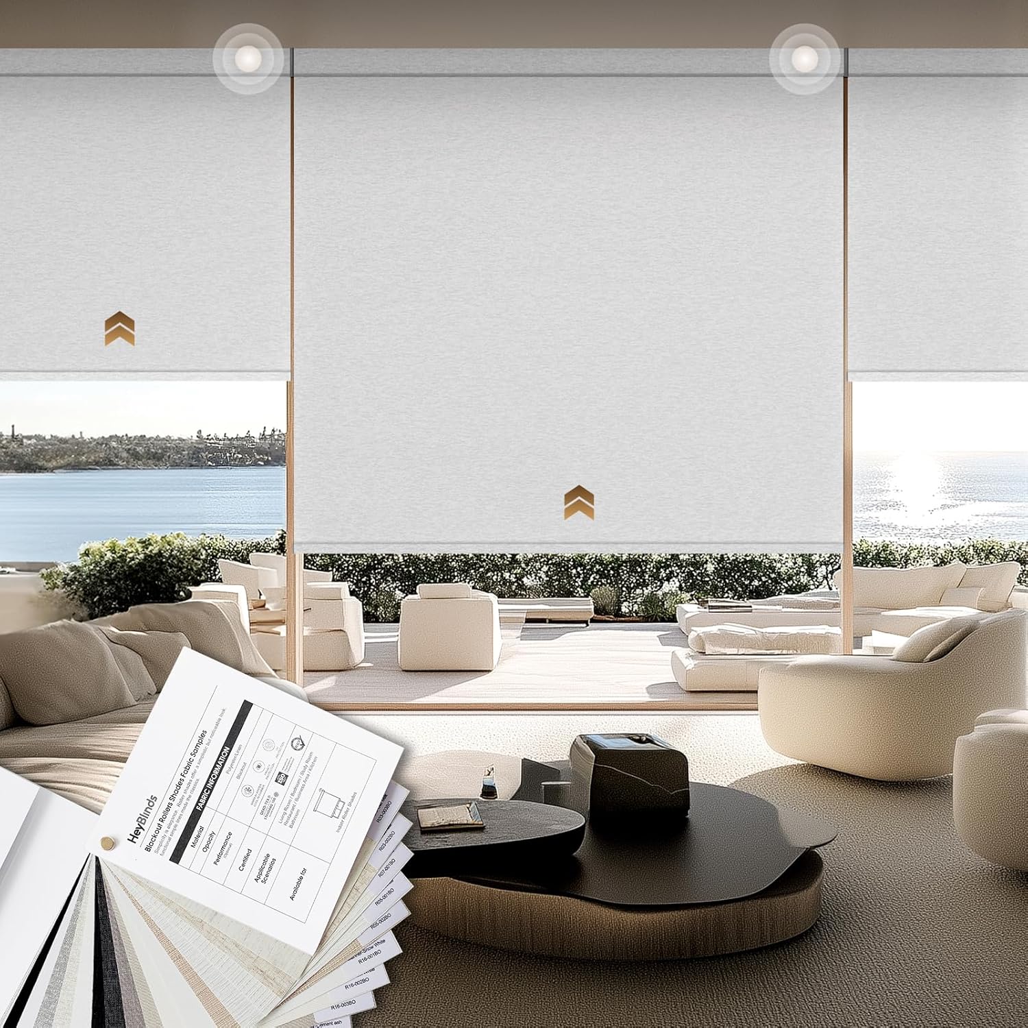 100% Blackout Motorized Roller Shades, Smart Blinds for Windows, Remote Automatic Window Shades, Electric Shades, Compatible with Alexa Google and Apple Home