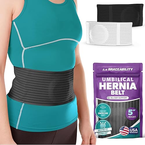 BraceAbility Cinturón de hernia umbilical para hombre, braguero abdominal con almohadilla de compresión para ombligo, ombligo, ventral, epigástrico,