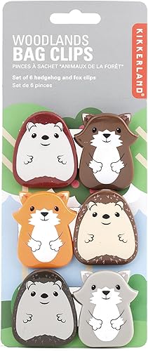 Kikkerland Woodlands - Juego de 6 clips para bolsas