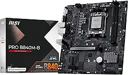 MSI Placa-mãe PRO B840M-B, mATX - Suporta processadores AMD Ryzen 9000/8000/7000, AM5 - DDR5 Memory Boost (8000+ MT/s OC), PCIe 4.0 x16, M.2 Gen4, LAN 2.5G