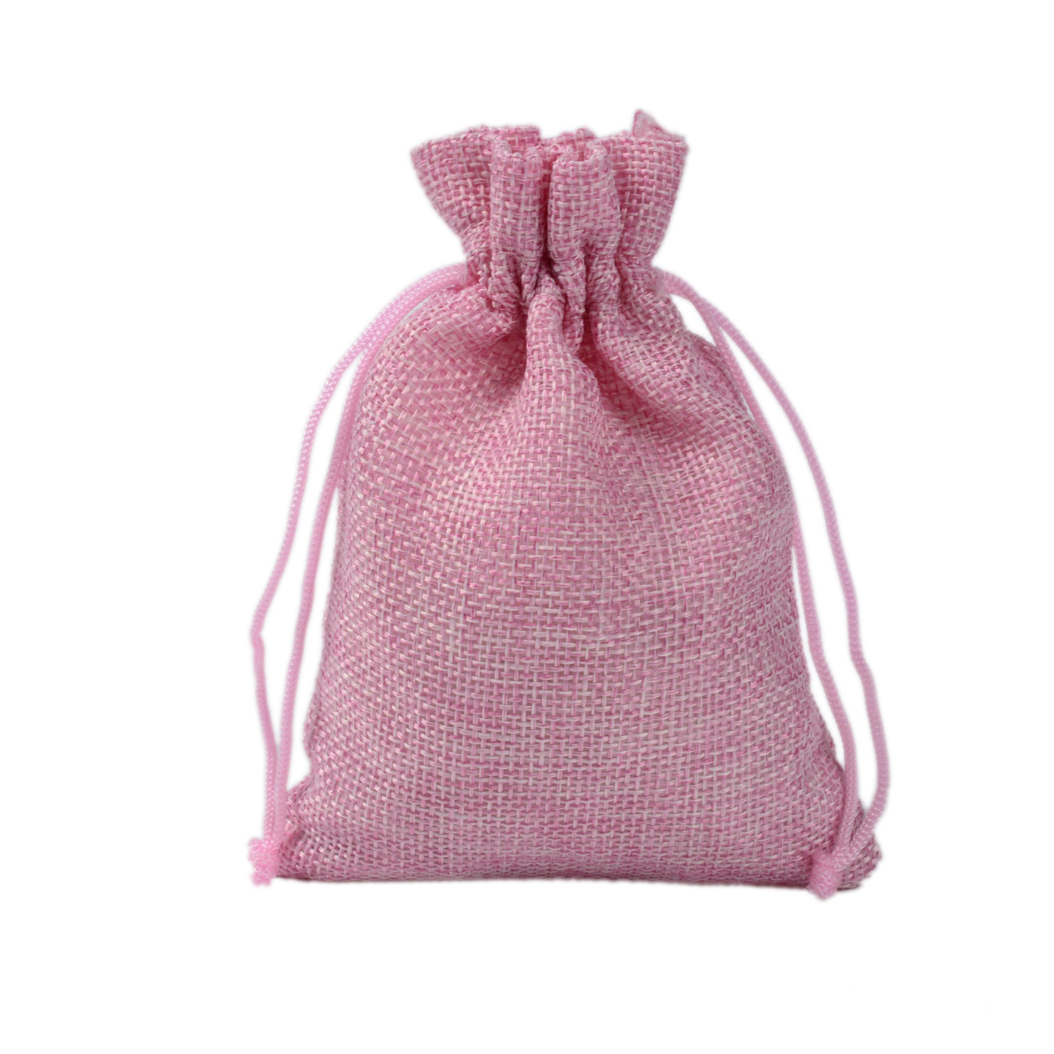 20 PCS 10x14cm Linen Drawstring Gift Bags,Cotton Storage Jewelry Pouches Wrap Drawstring Bags for Wedding Party Christmas(Pink)