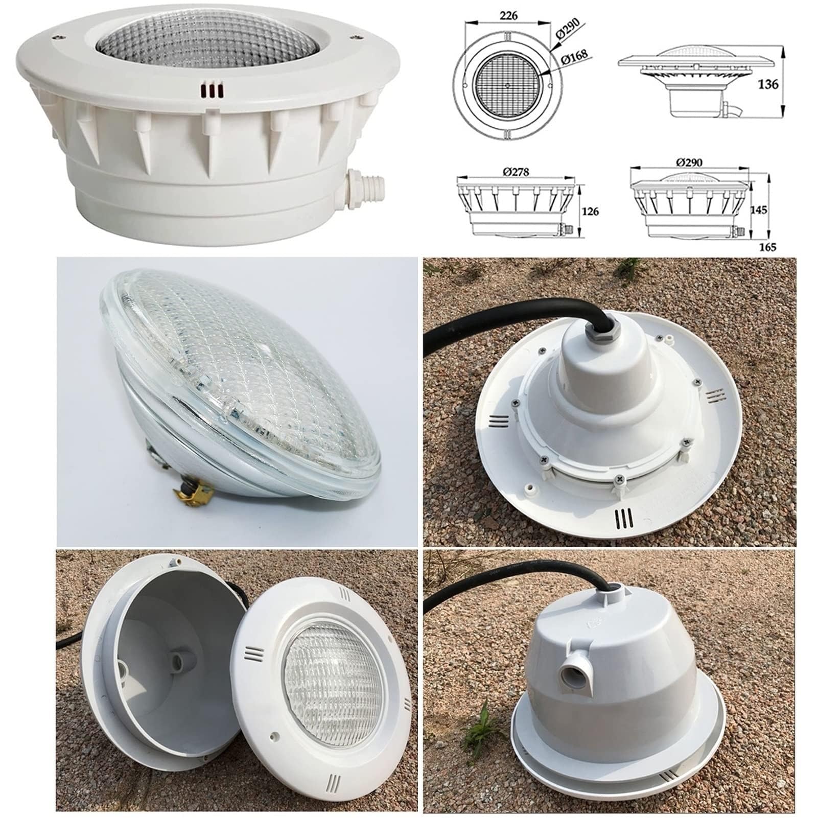 Faretto Subacquei - Con Telecomando Faretti Piscina, Luce subacquea da incasso per piscina PAR56 12V, luce subacquea impermeabile IP68, illuminazione subacquea ABS per piscina in cemento ( Color : RGB