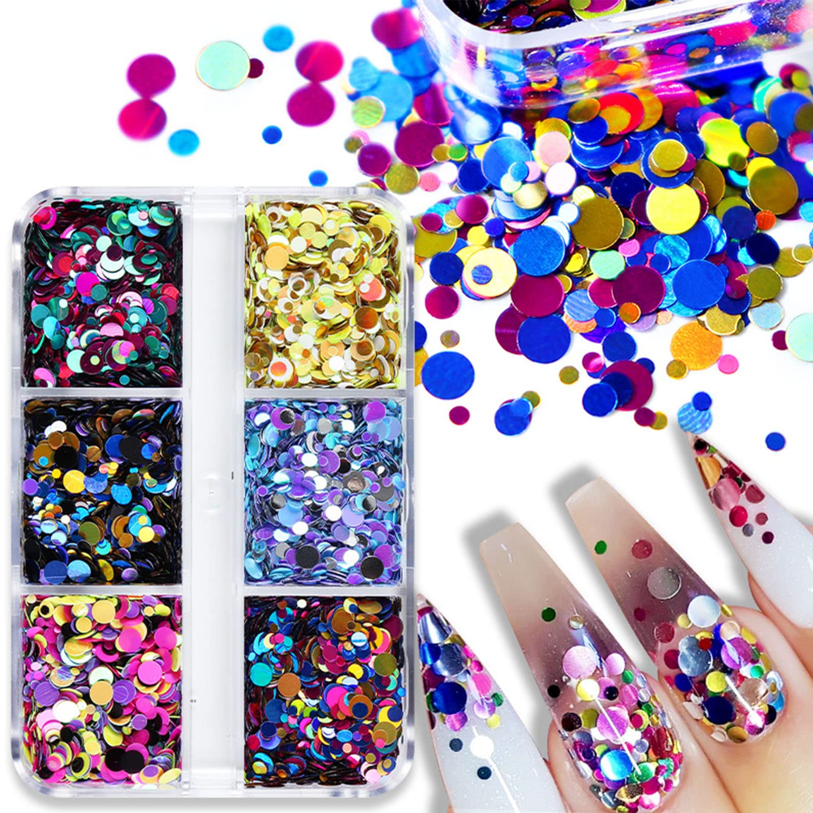 NGCG Nail Sequins Nail Art Nail Glitter Mixed Round Thin Shining 3D Nail Art Stickers Nail Art Decor Nail Art Sequins Glitter Set Variety Shapes Nail Art Sequins Halloween