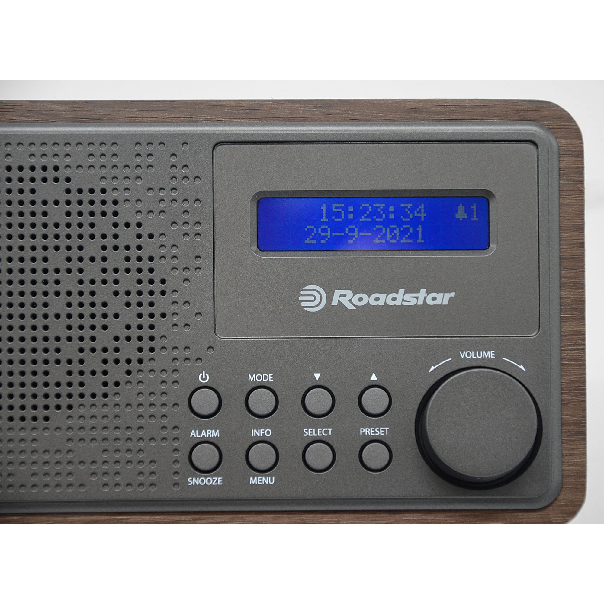 Roadstar HRA-700D+/WD Radio Portátil Vintage Digital Dab/Dab+ / FM Funciona Conectado a la Red o a Pilas, Conexión Auriculares, Radio Retro para Casa y Cocina, Despertador con Alarma Dual, Madera