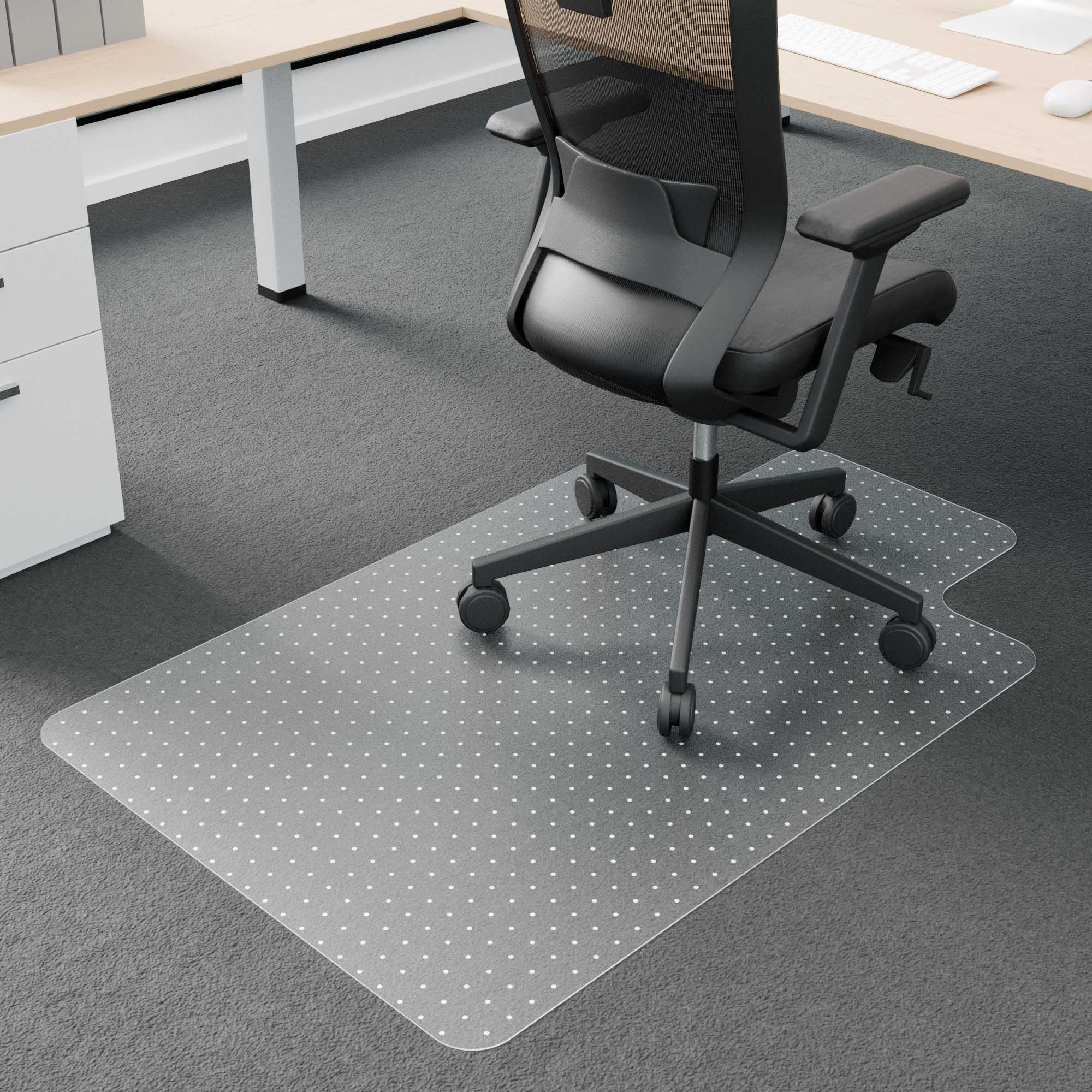 large office chair mat for carpets, 30" x 48" low pile carpet protector for desk chair, easy glide transparent plastic floor mat for rolling chairs (with lip)