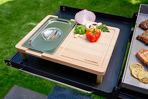 Miniatura 5 de RAZOR 08811RZ Tabla de cortar multiusos con almacenamiento de alimentos cubierto, marrón, 08811RZ