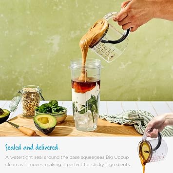 Dreamfarm Big Upcup All-in-1 Adjustable Measuring Cup - 2 Cup | Measures dry and liquid ingredients and scrapes itself clean, easy-to-read metric and imperial measurements, microwave safe