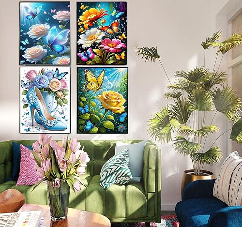 Miniatura 9 de Liccyy Paquete de 4 kits de pintura de diamante 5D para adultos, niños y principiantes con todo, juego de pinturas artísticas de taladro de cristal