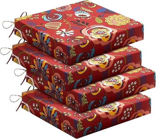 Miniatura 65 de downluxe - Cojín para asiento, redondo, impermeable, para exteriores e interiores, para patio o jardín, 43 x 41 x 5 cm, amarillo, paquete de 4