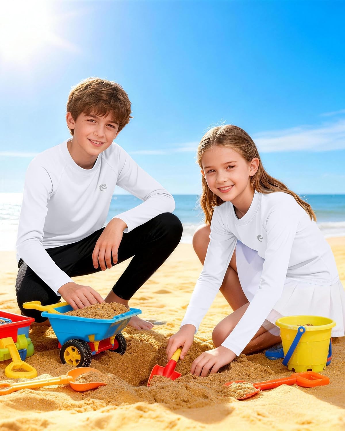 Boys UPF 50+ Swim Shirt Long Sleeve, 1 or 2 Pack UV Sun Protection Rash Guard, Youth Kids SPF Water Shirts for Beach Surf - Image 3