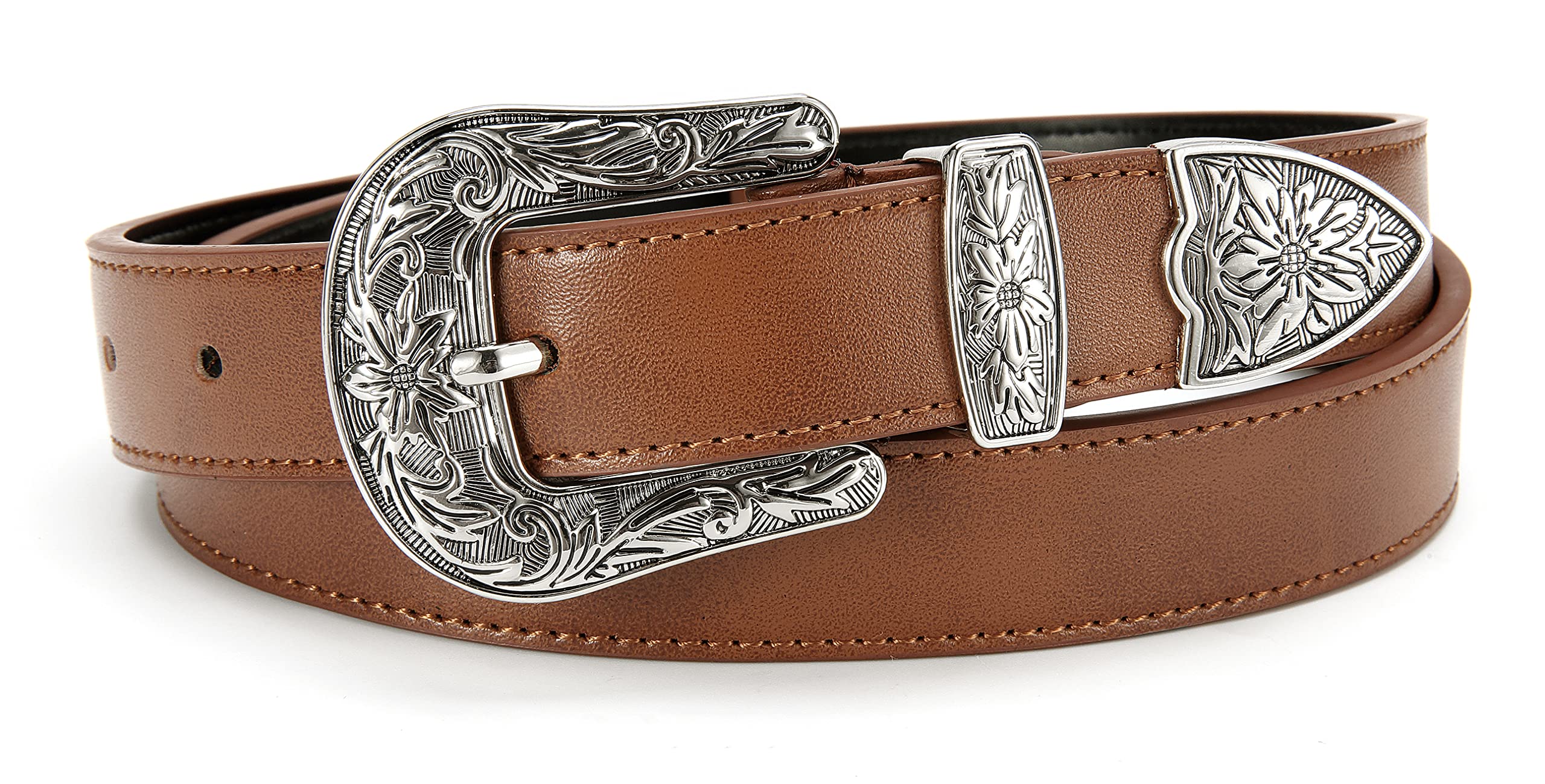 Women's Western CR Cowboy Belt - 1.1" Leather Country Belt for Fashion and Waist