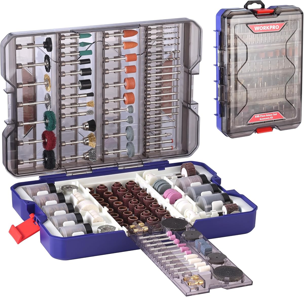 WORKPRO 698-Piece Rotary Tool Accessories Kit, Rotary Tool Bits for Easy Cutting, Grinding, Sanding, Polishing, Cleaning, Drilling, Carving and Engraving