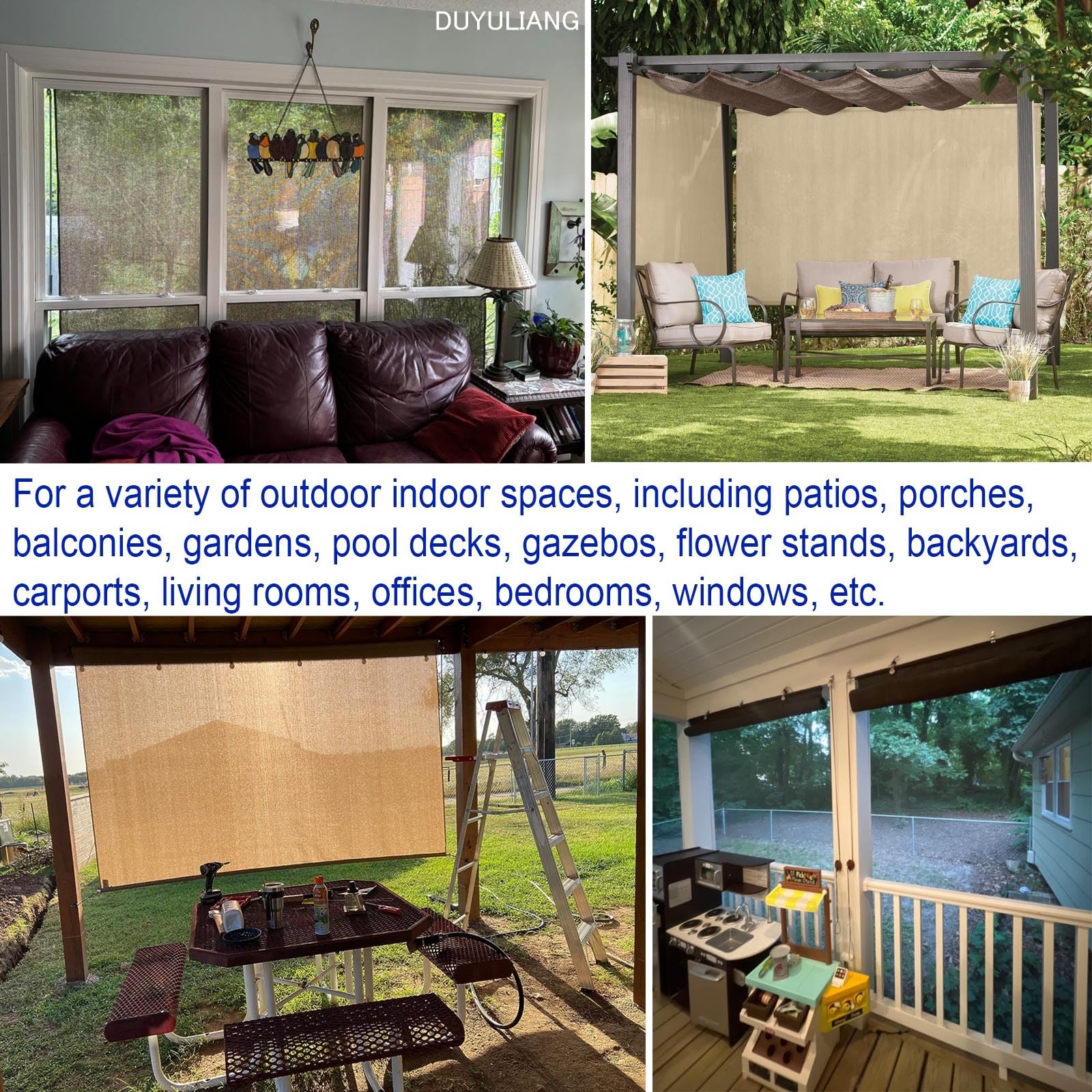 Markiza pionowa 90/180/200/240 cm, markiza balkonowa z HDPE, chusta zacieniająca, taras, pergola, na okna, brązowo-zielono-beżowa, roleta zewnętrzna, łatwa instalacja (brązowa, wys. 180 cm, szer. 90