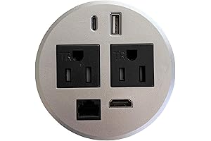 3 in 1 Conference Table Grommet HDMI CAT6 Outlets Silver