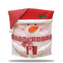 Christmas Snowman Cute Chair Covers Dining Room Slipcovers Kitchen Removable Washable Parsons Protector for Xmas Holiday Kitchen Universal Size