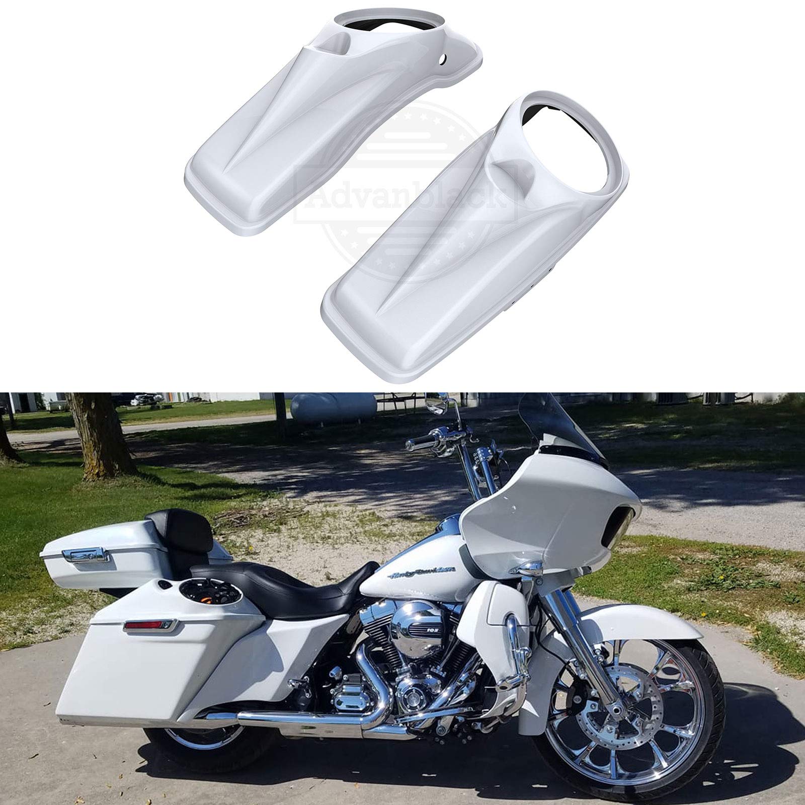 Moto Onfire 8 inch Saddlebag Speaker Lids Fit for 2014+ Harley Touring - Crushed Ice Pearl