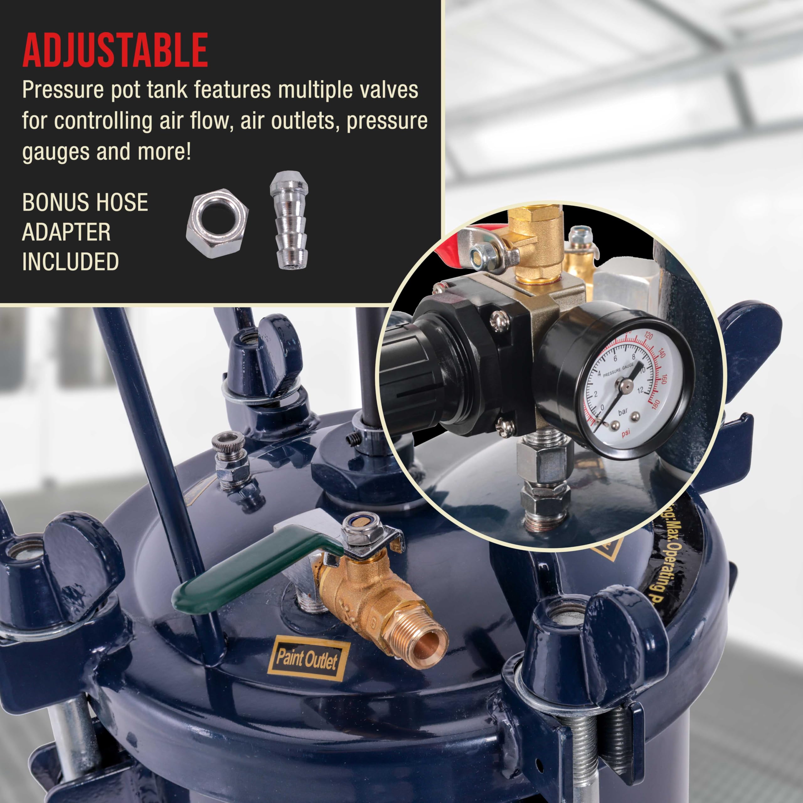 TCP Global 2.5 Gallon (10 Liter) Heavy Duty Steel Pressure Pot