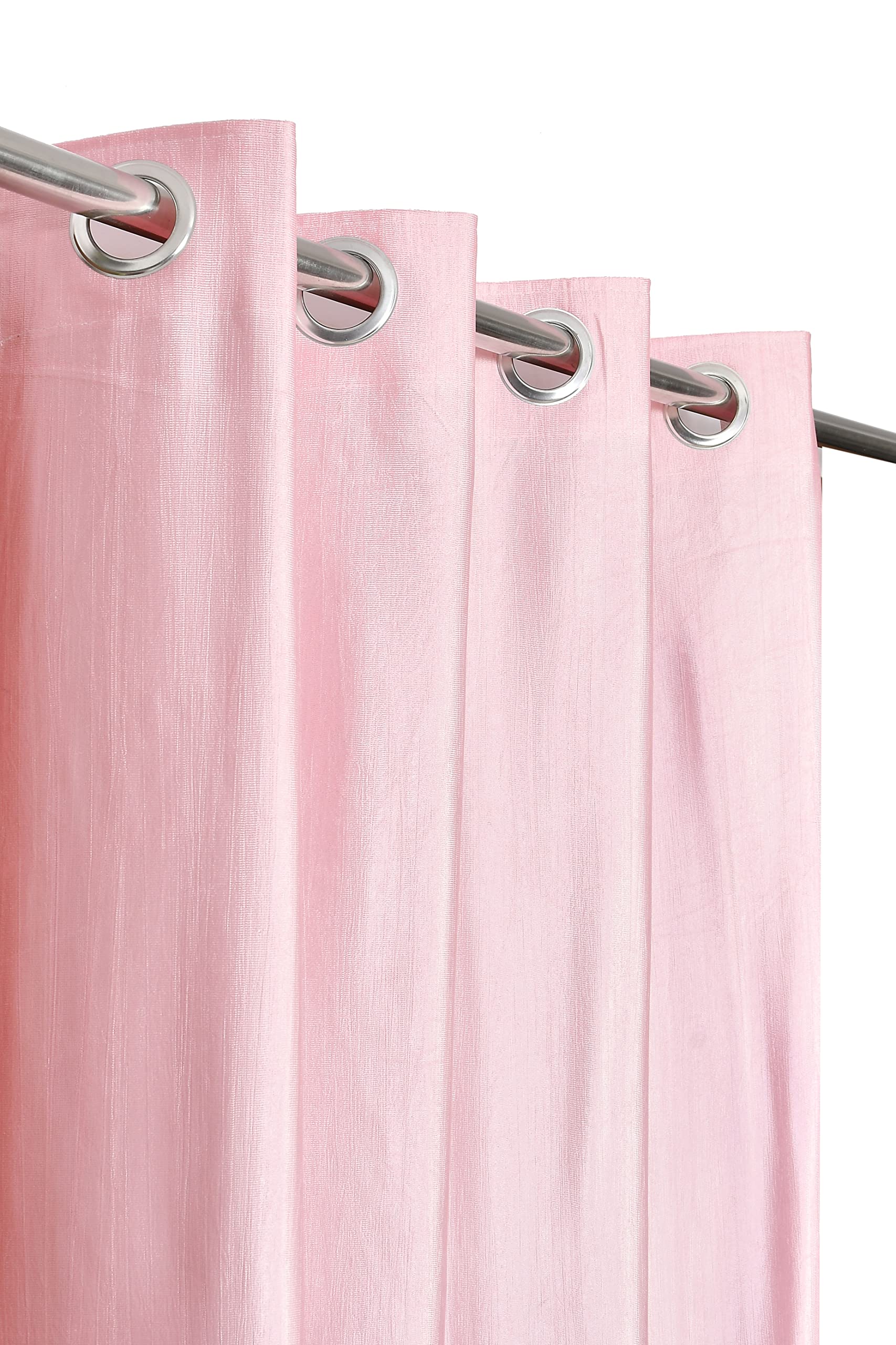 Polyester Plain Window Curtains 5 feet Long for Bedroom Living Room Curtain, Light Pink, Set of 2
