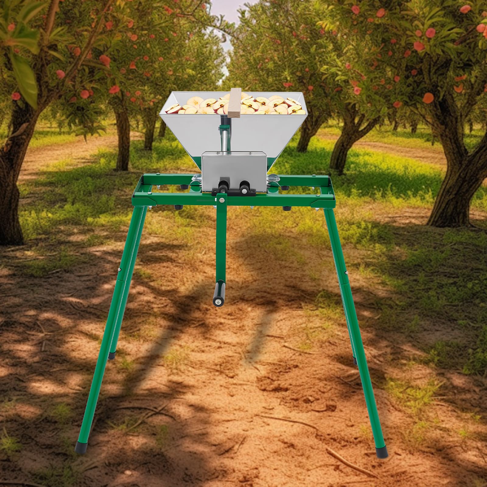 Bacocoo Fruit and Apple Crusher - 7L Manual Juicer Grinder,Green Stainless Steel Hand-cranked fruit crusher,Portable Fruit Scratter Pulper for Wine and Cider Pressing.