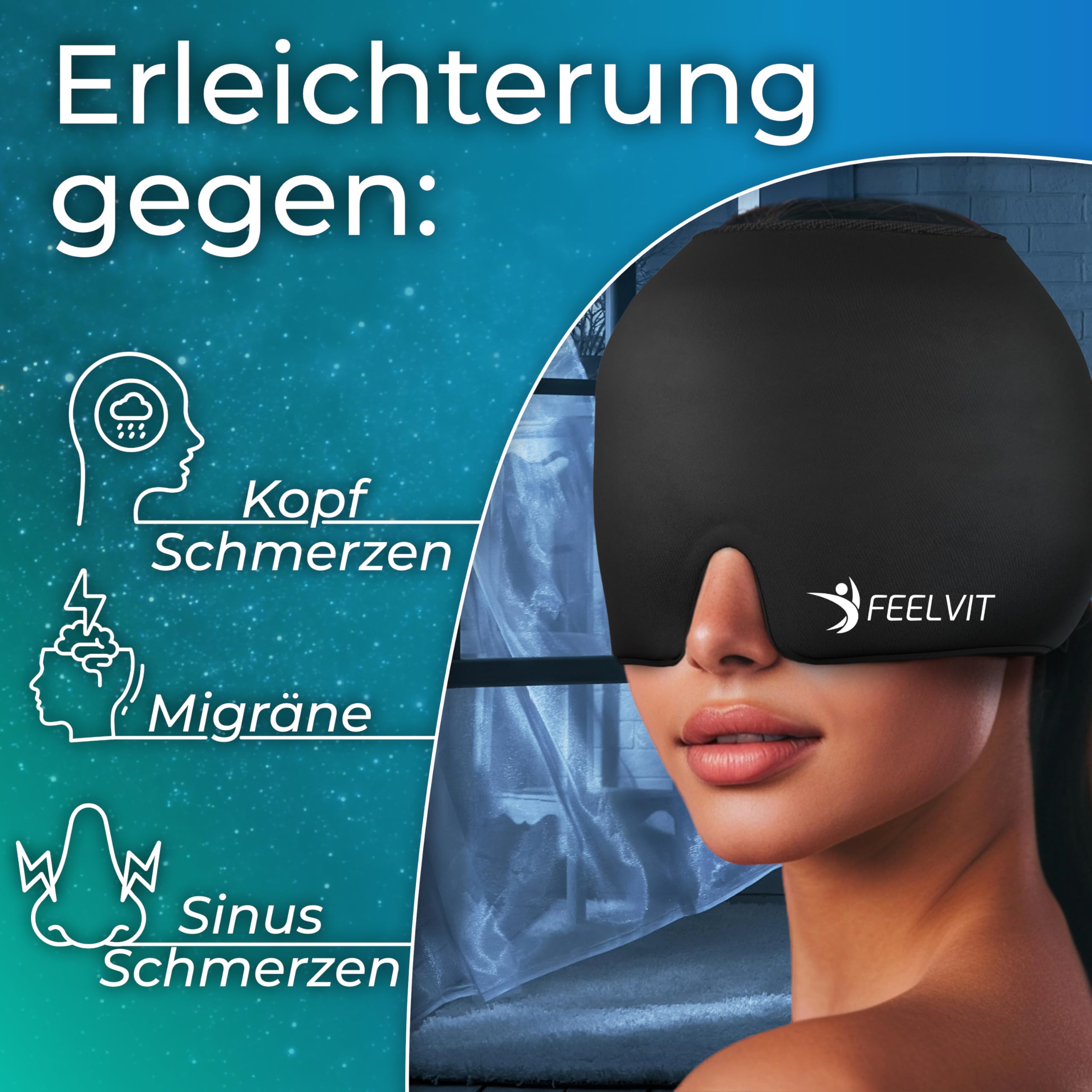 Anti-migrainemasker, reliëf, enkellaags koelmasker, thermisch masker, anti- hoofdpijn, verlichting en ontspanning met warmte-/koudetherapie, zwart Anti-migrainemasker, reliëf, enkellaags koelmasker, thermisch masker, anti- hoofdpijn, verlichting en ontspanning met warmte-/koudetherapie, zwart