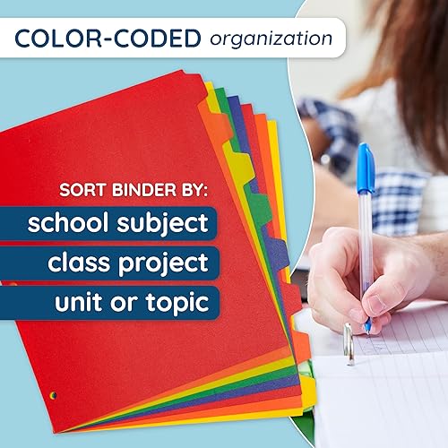 Miniatura 5 de Blue Summit Supplies Paquete de 24 separadores de plástico de 8 pestañas, separadores de plástico resistentes para carpetas de 3 anillos con 3