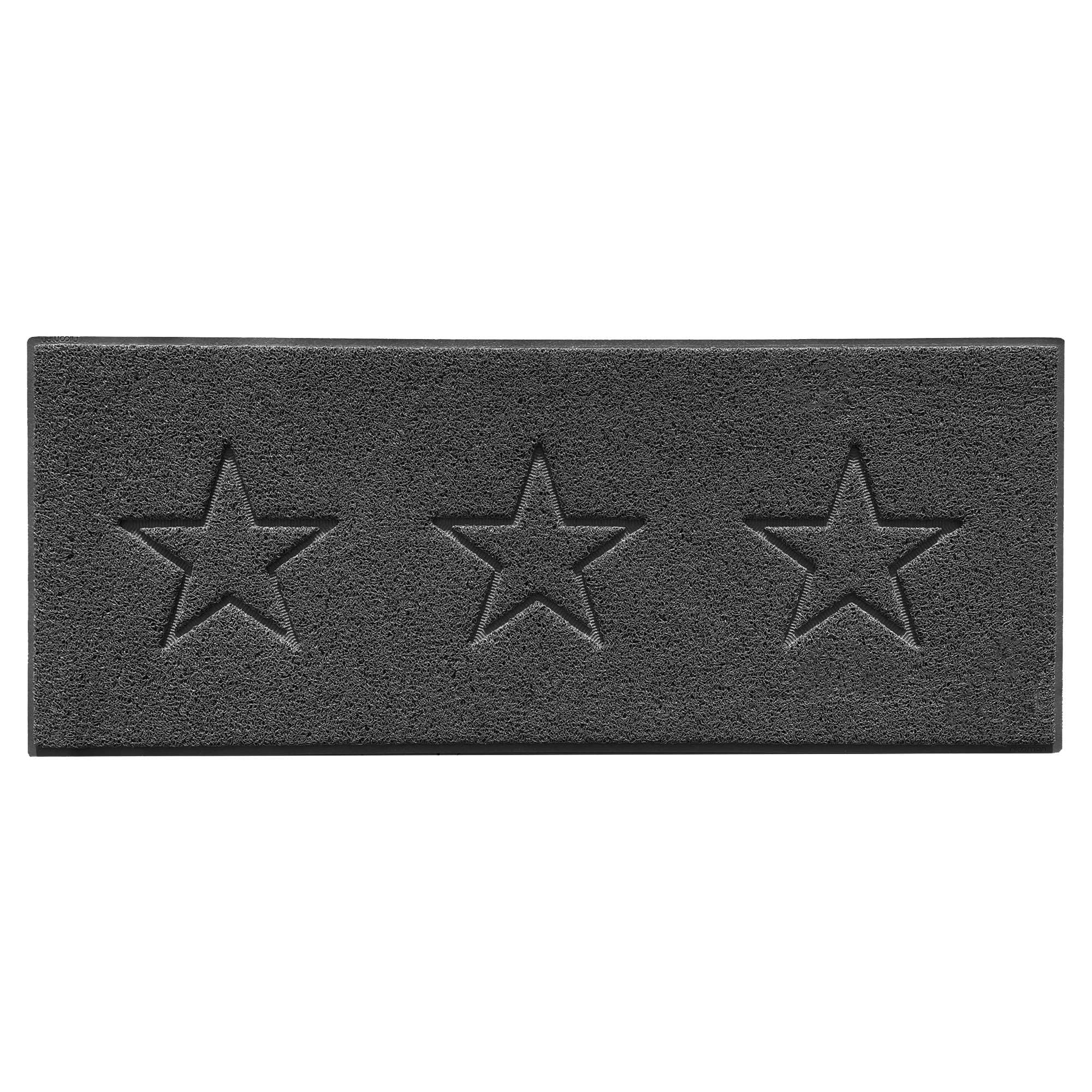 Nicoman Dark/Grey Embossed Triple Star Home Entrance Runner Mat - Multiple Colours