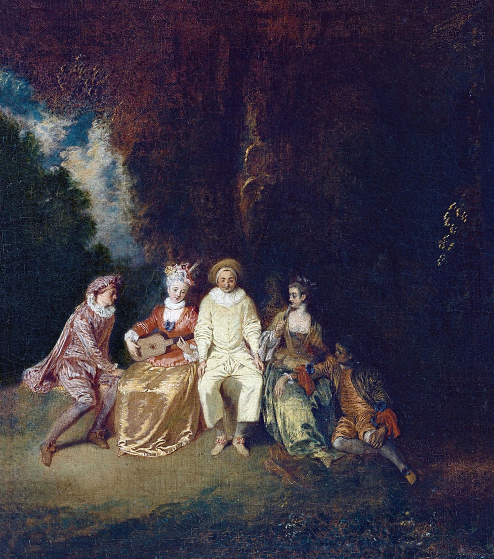 Posteriik No Frame Vintage Classic Picture Landscape Artwork Pierrot Content Peinture By Jean Antoine Watteau Portrait Canvas Painting For Office Home Decor 60X90cm