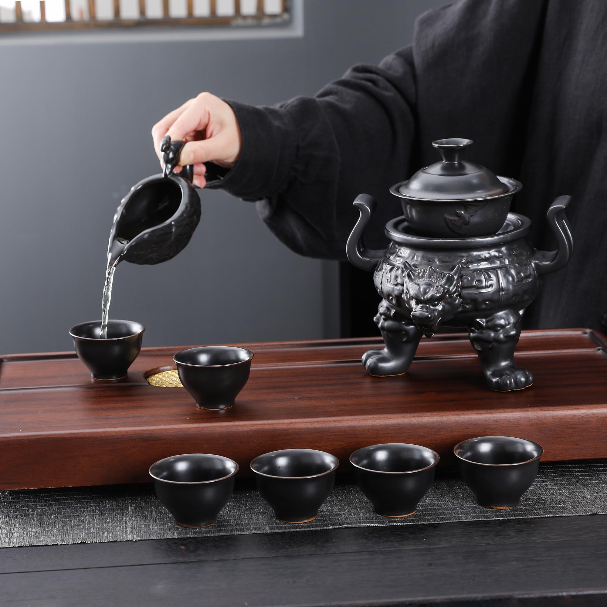 Amazon.com | fanquare Chinese Gongfu Tea Set for 6, Rotating Tea
