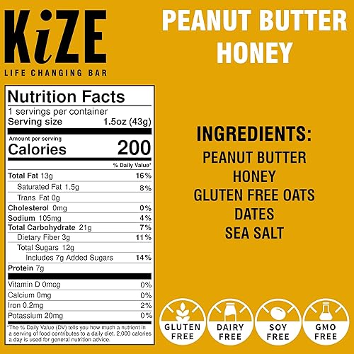Miniatura 5 de KiZE Barra energética, paquete variado para amantes de la mantequilla de maní, 4-8 ingredientes alimenticios reales limpios y simples, 0.32 a 0.35