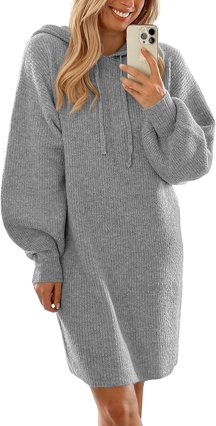 PRETTYGARDEN Womens Fall Sweater Dress Casual Long Sleeve Chunky Knit Pullover Oversized Hoodie Tunic Sweaters Winter Clothes