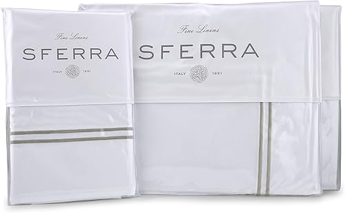 Sferra Juego de sábanas de hotel grande tamaño King color blancogris