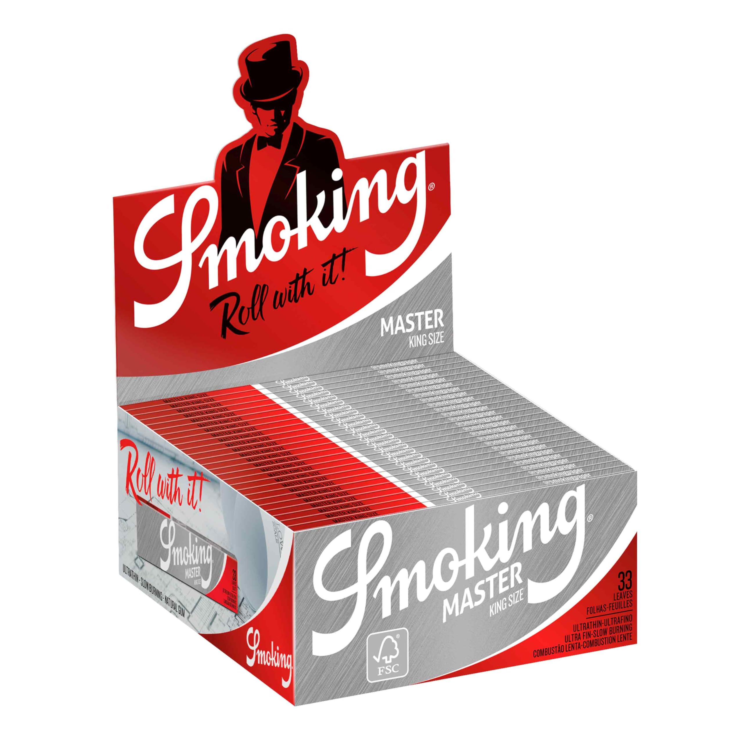 Silver "Master" Edition Rice King Slim Rolling Papers - Display Case of 50 Booklets with 33 Leaves per Booklet (1650 Total)