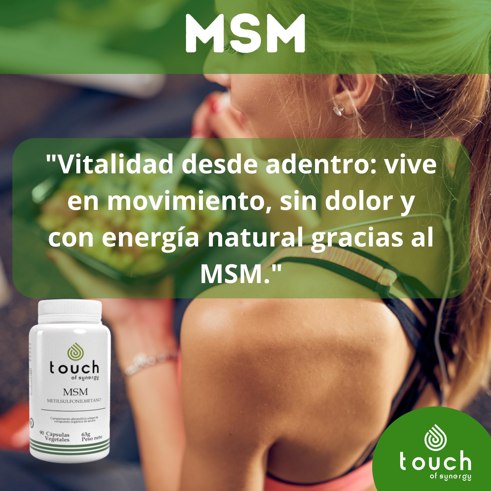 MSM 1000mg - 90 Cápsulas - Metilsulfonilmetano Puro - Apoya la Salud Articular, Reduce la Inflamación y Mejora la Movilidad