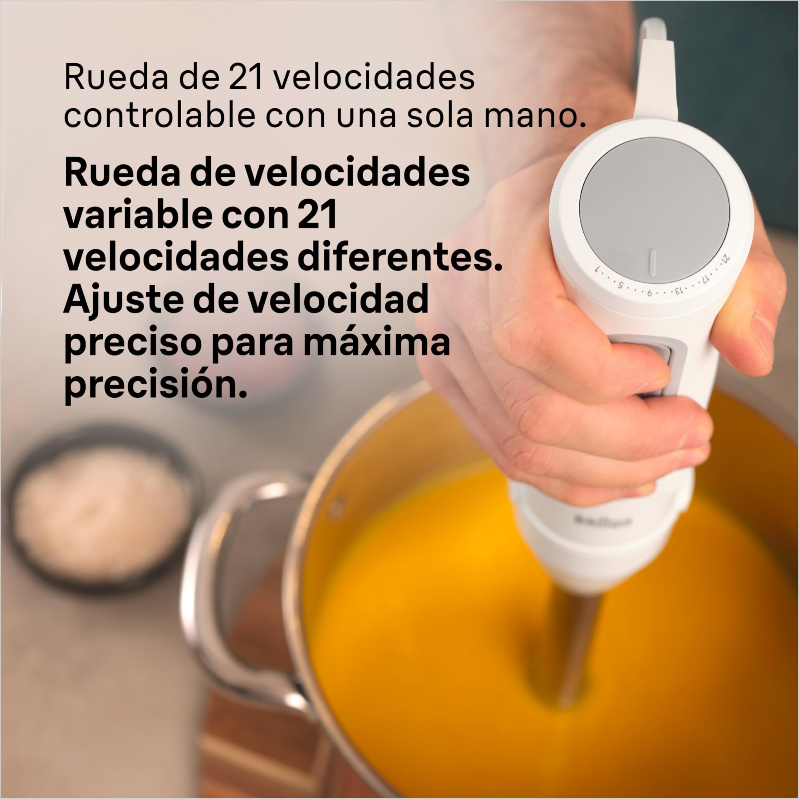 Braun MultiQuick 5 MQ 50001 M Batidora de Mano 1000W PowerBell Plus 21 Velocidades Turbo Easy Click Plus Eje de Acero Vaso 600ml Blanco