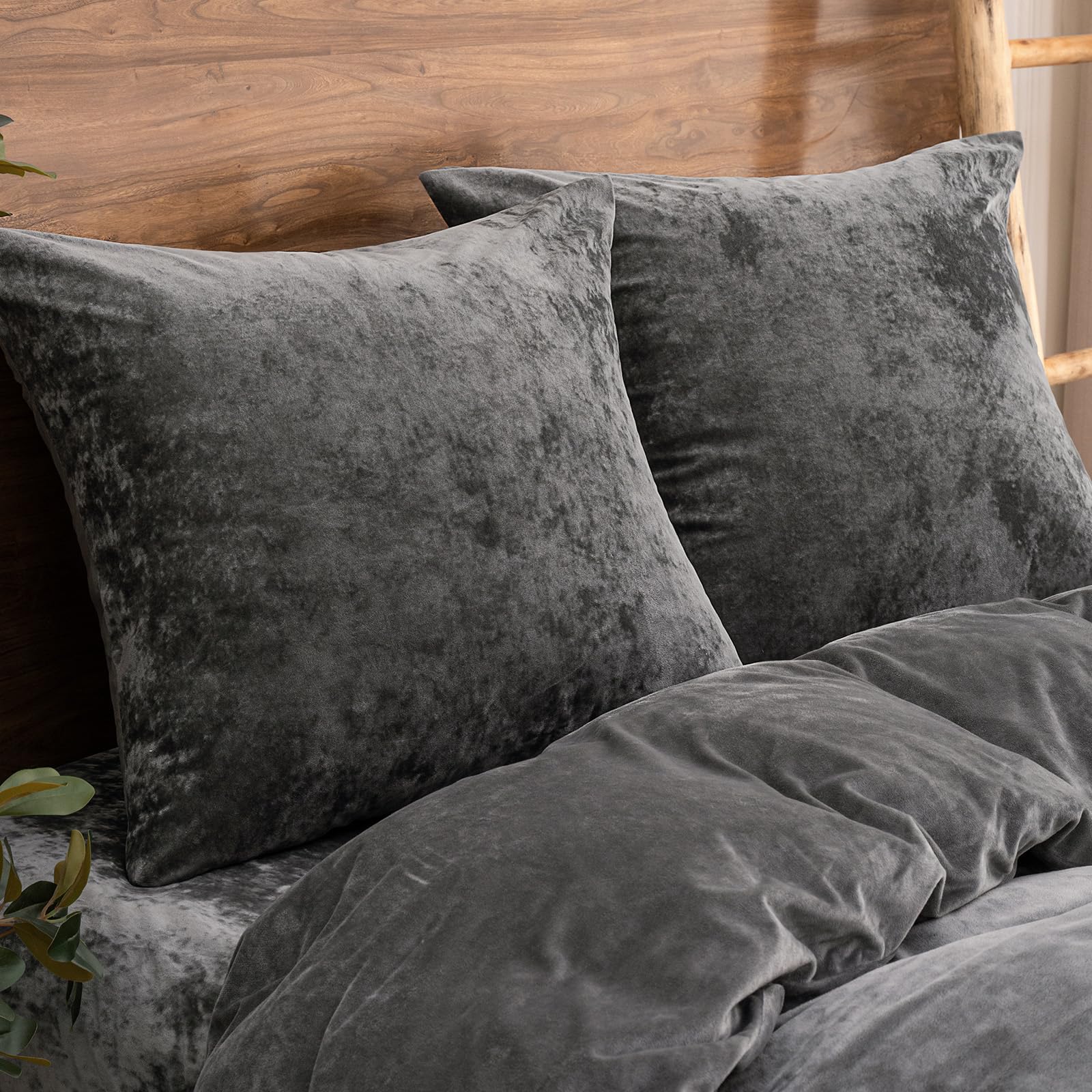 Condition photo showing As Is for phf truly velvet euro sham, 26"x 26",no insert, 2 pack color gradient euro throw pillow covers, ultra soft cozy pillow covers for home decorative, no shedding, no pilling, charcoral/dark grey