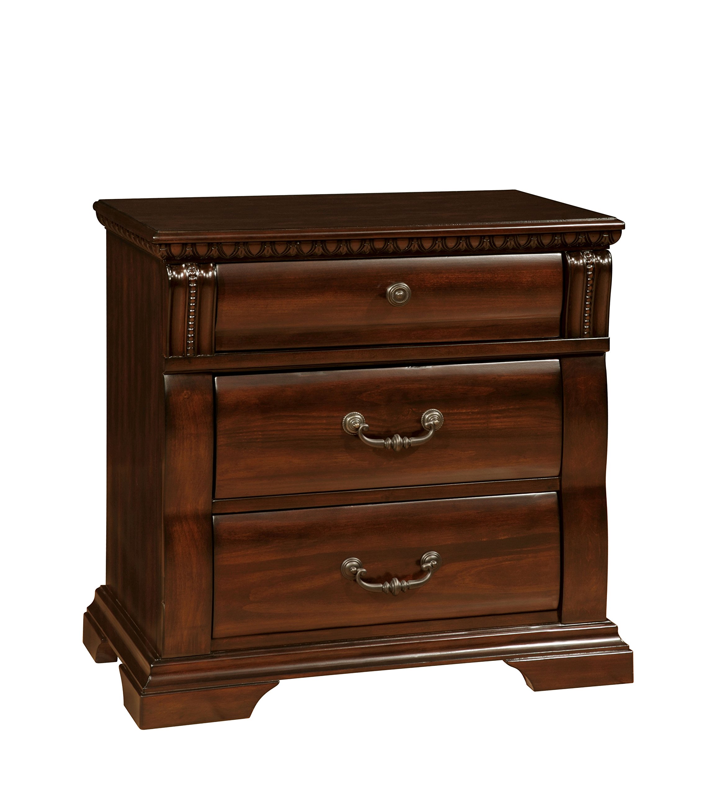 Homes: Inside + Out ioHOMES Secosia Transitional 3-Drawer Nightstand, Cherry