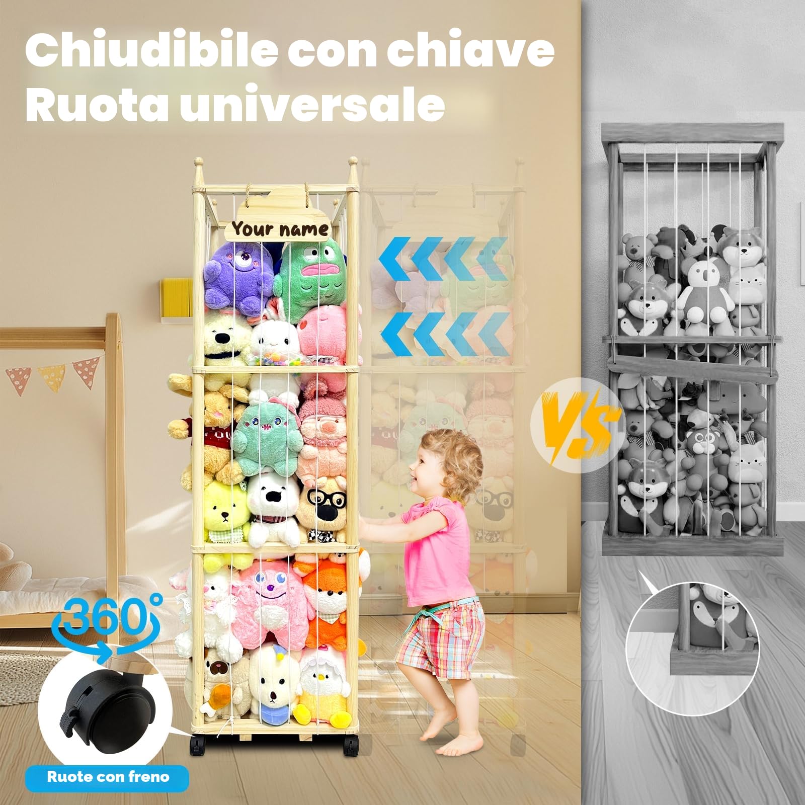 Pmbqifay Porta Peluche, Porta Peluche Verticale, Grande Capacità, Risparmiare Spazio, per la Sala Giochi, Asilo Nido, Camera da Letto, Camera dei Bambini