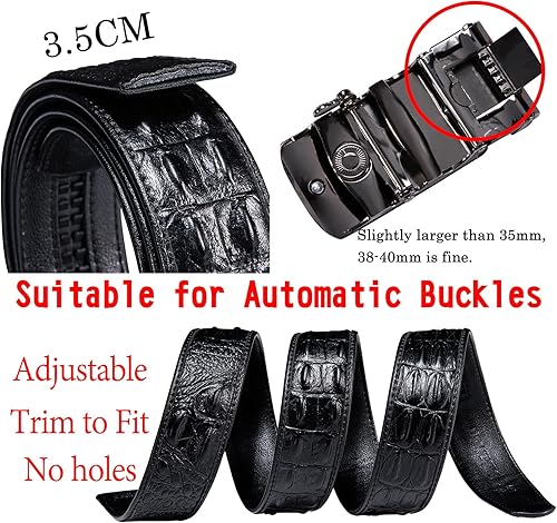 Miniatura 3 de Barry.Wang Cinturón de trinquete 3 hebillas Set de regalo para hombre Cinturones de cuero de grano hebilla automática 1 38 "Día del Padre Negocios