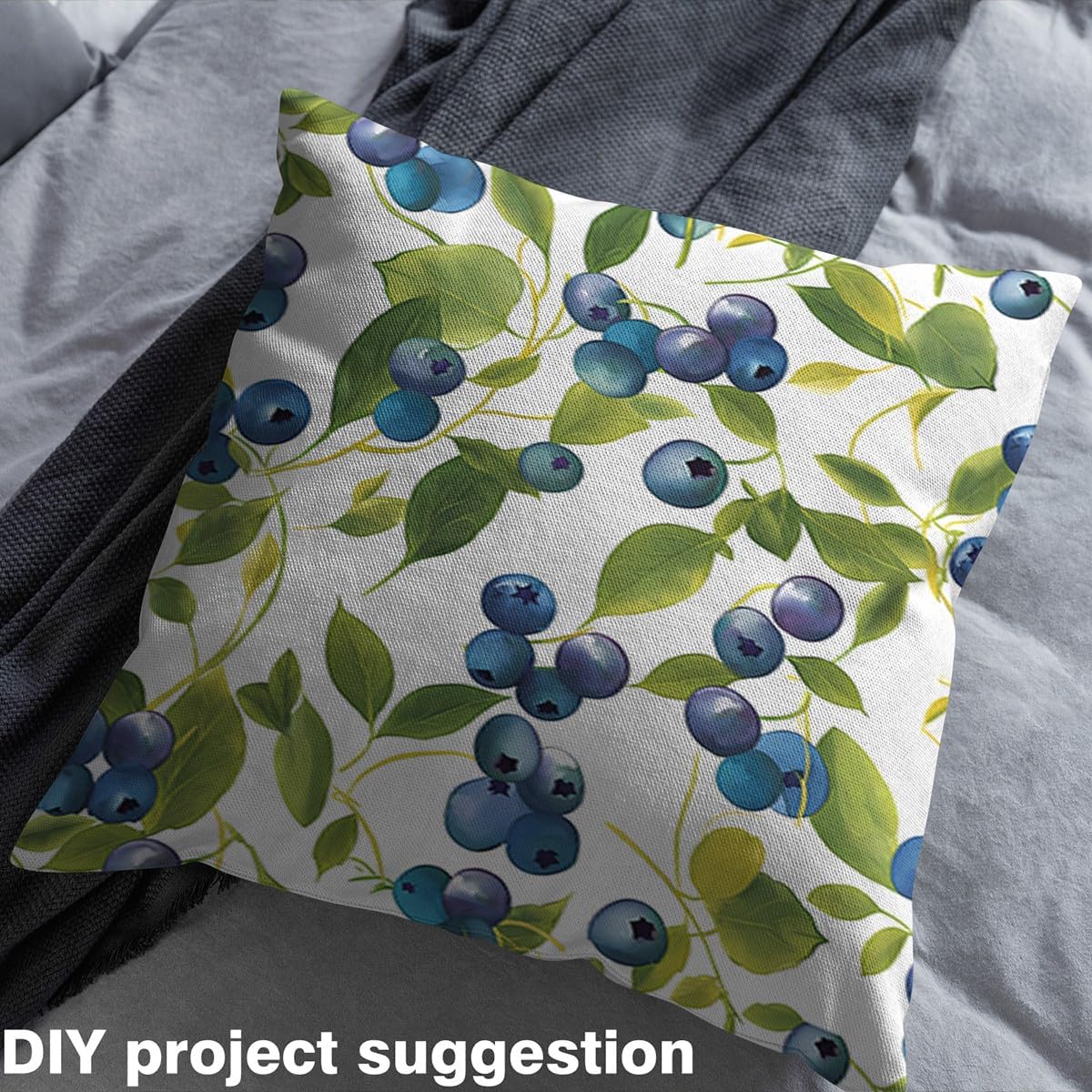 jejeloiu Kids Watercolor Berries 2 Yards Fabric by The Yard Cute Blueberry Fruit Decorative Cartoon Upholstery Fabric for Chairs Soft Flannel
