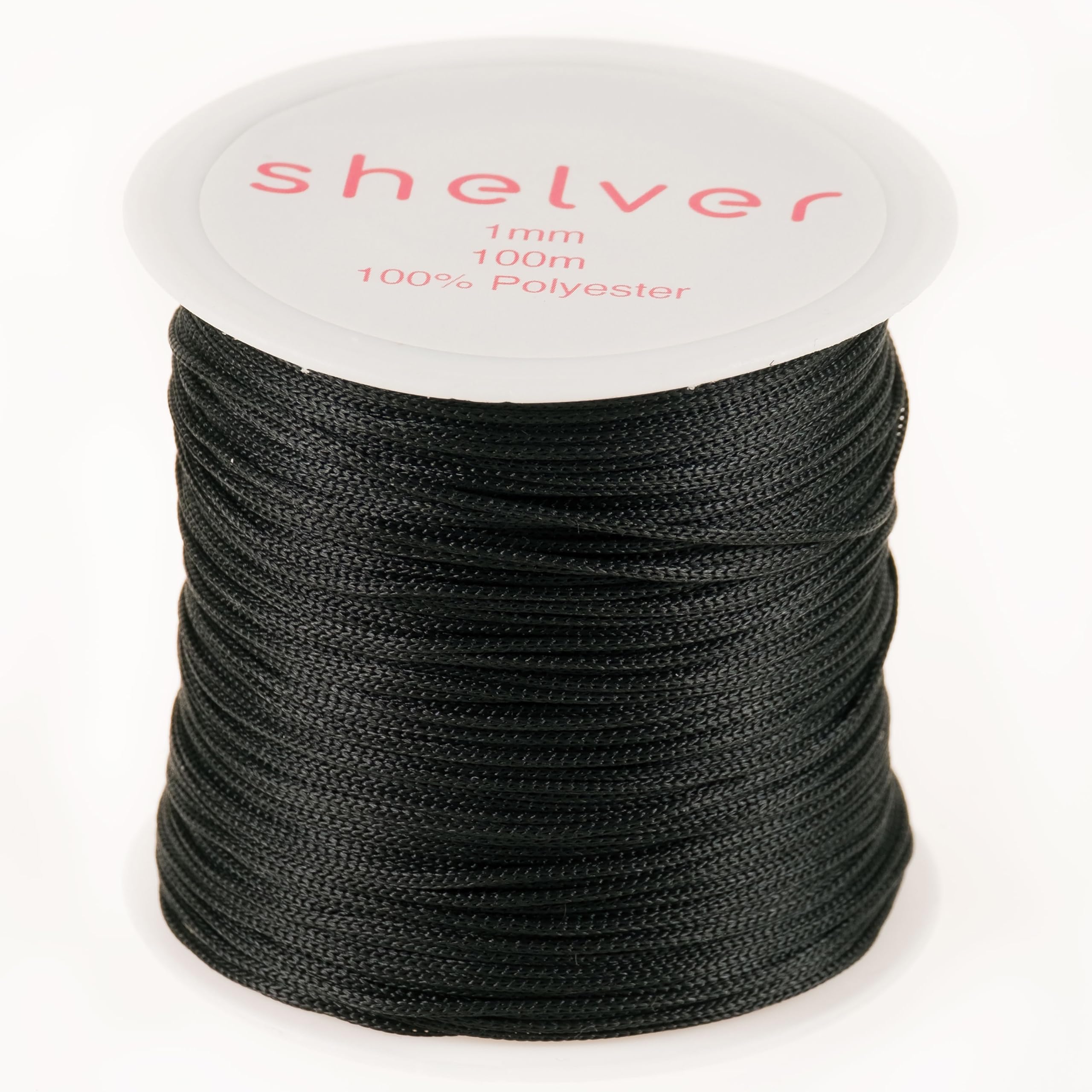 Shelver Multicolor 1Mm Black String X 100M, Nylon Cord, Available In 26 Colours, Bracelet Making, Other Crafts (Black)
