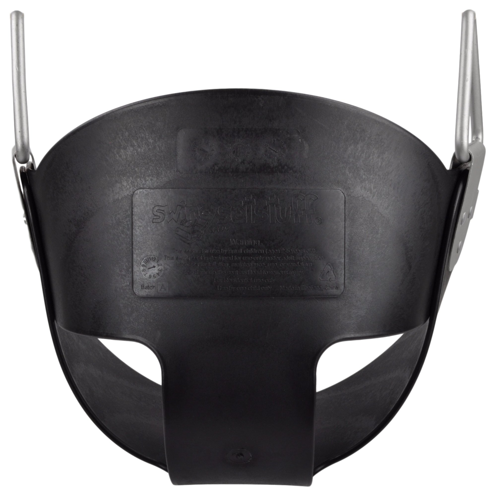 Swing Set Stuff High Back Half Bucket Swing Seat with Chains and Hooks, Black