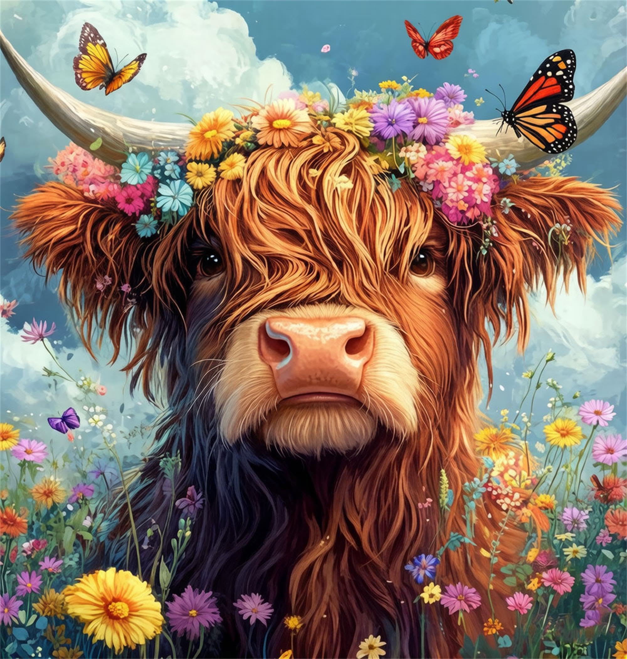Dsfefv Cow Paint By Number For Adult,Diy Painting Kits For Adults,Color By Numbers,Paint By Number Canvas Crafts Watercolor For Beginners Hoom Decor (Cow)