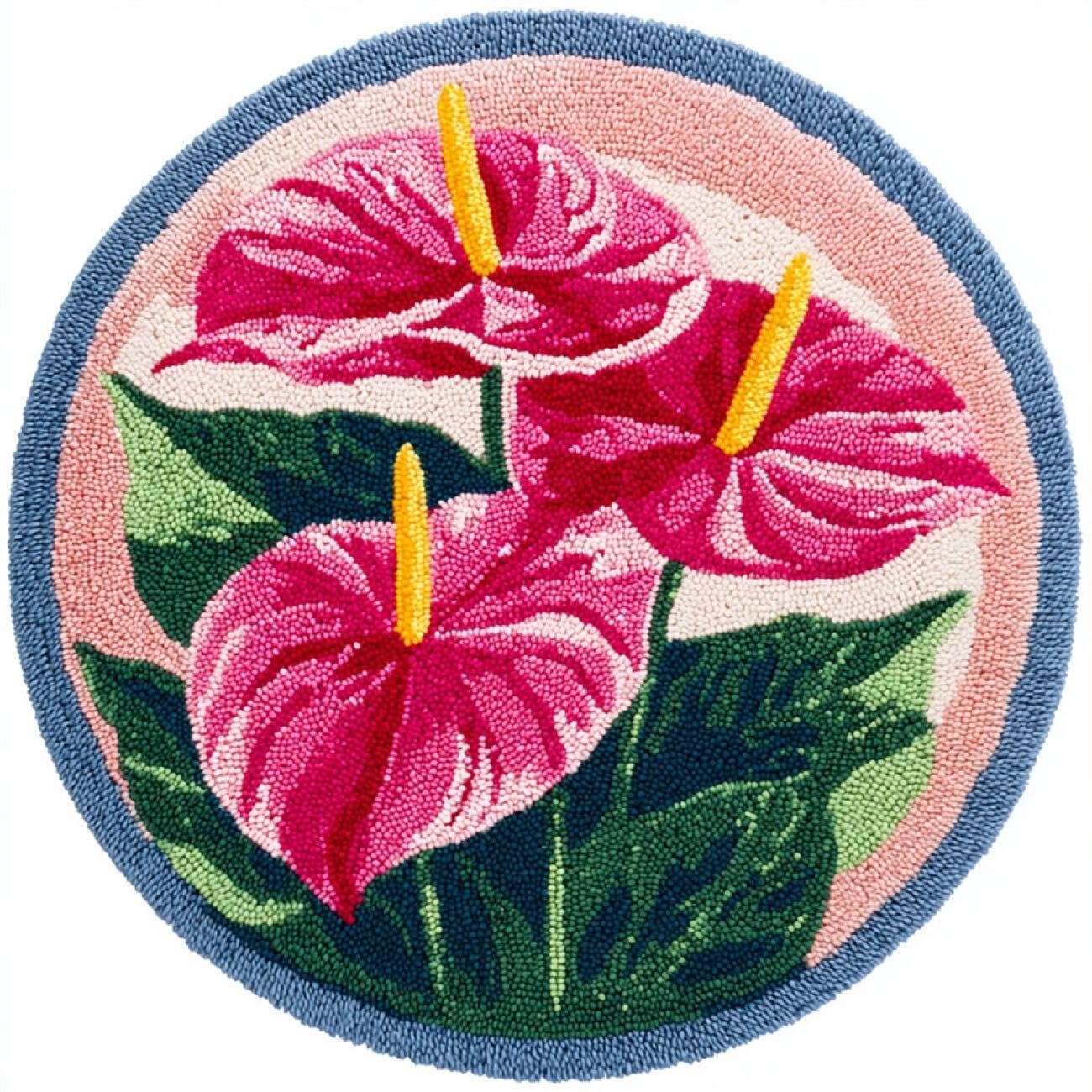 Kitquiver Latch Hook Rug Kits Pink Calla Lilies 60x60cm