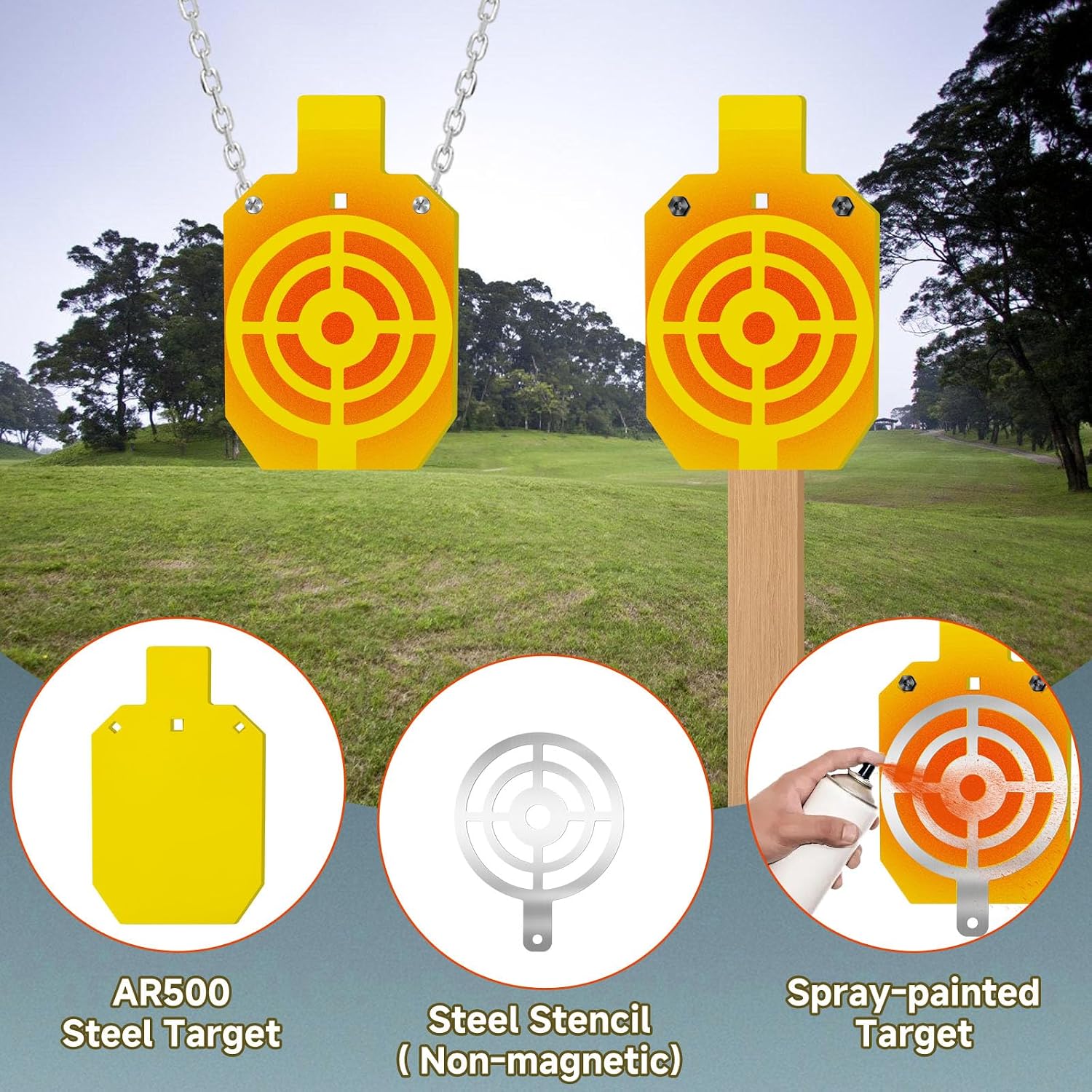 AR500 Steel Target for Shooting with Steel Target Painting Stencil,1/2" Thick Gong Silhouette Metal Target,Shooting Targets for The Range