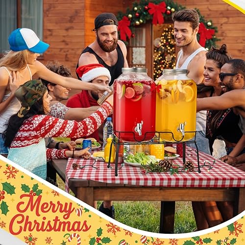 Miniatura 6 de 2 dispensadores de bebidas de plástico de 2 galones con soporte, recipientes grandes de bebidas transparentes para fiestas con tapa de grifo para