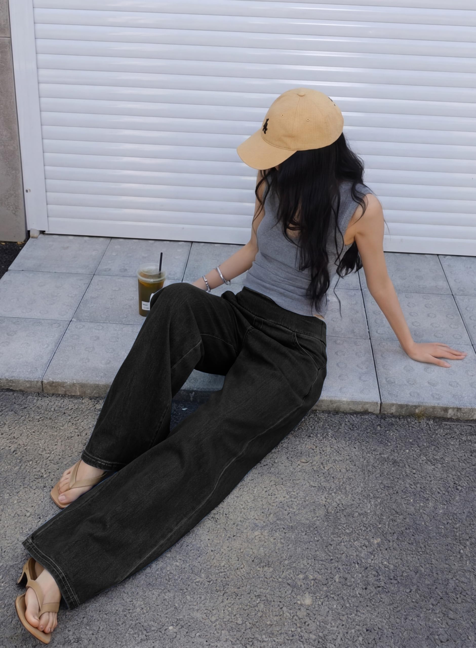 LaiEr Vaqueros Pierna Ancha para Mujer,con Efecto Reductor Abdominal y Corte Recto Holgado. Ideales para el Ocio y Fitness.Tejido de Denim Elástico a la Moda,Sin Efecto Desgastado ni Bigotes