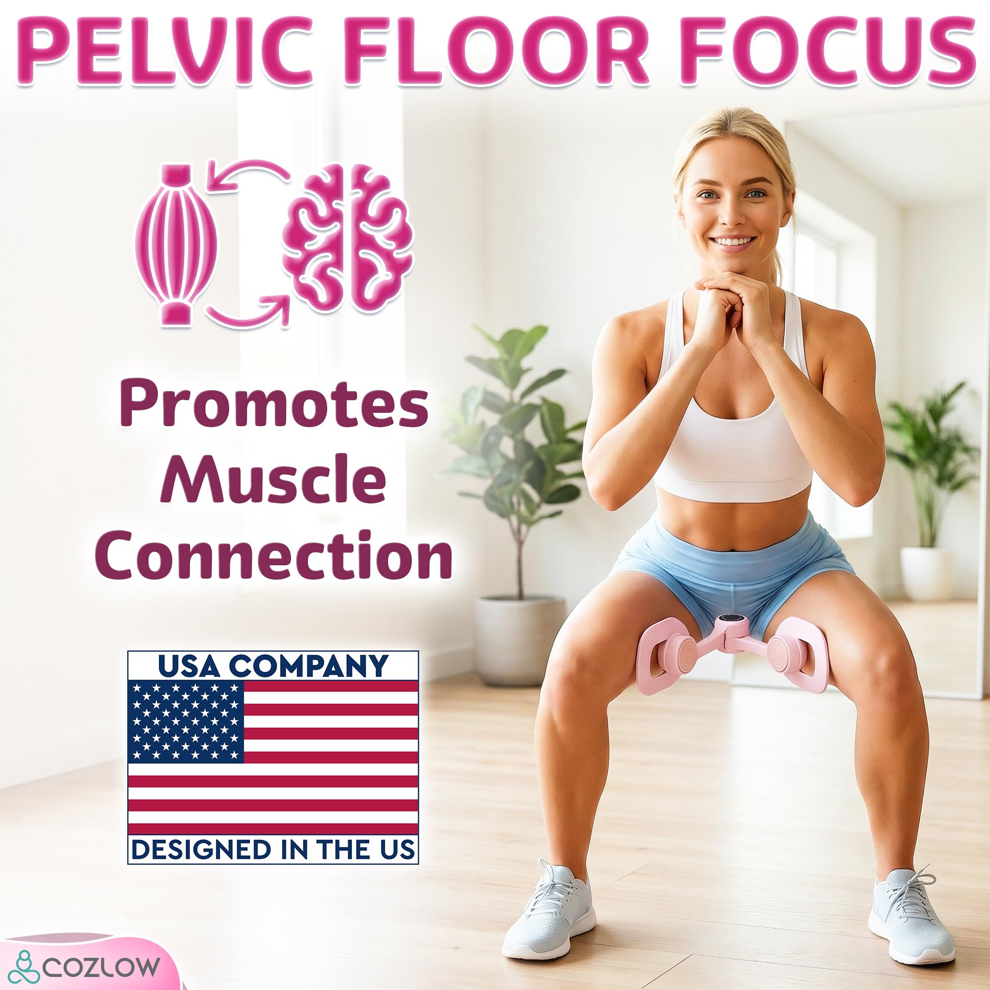 Cozlow – Allenatore per Gambe / Cosce – Dispositivo Multifunzionale per Esercizio e Tonificazione / Rafforzamento Muscolare di Pavimento Pelvico, Fianchi e Braccia – Esercizi di Kegel, Stringi-Gambe