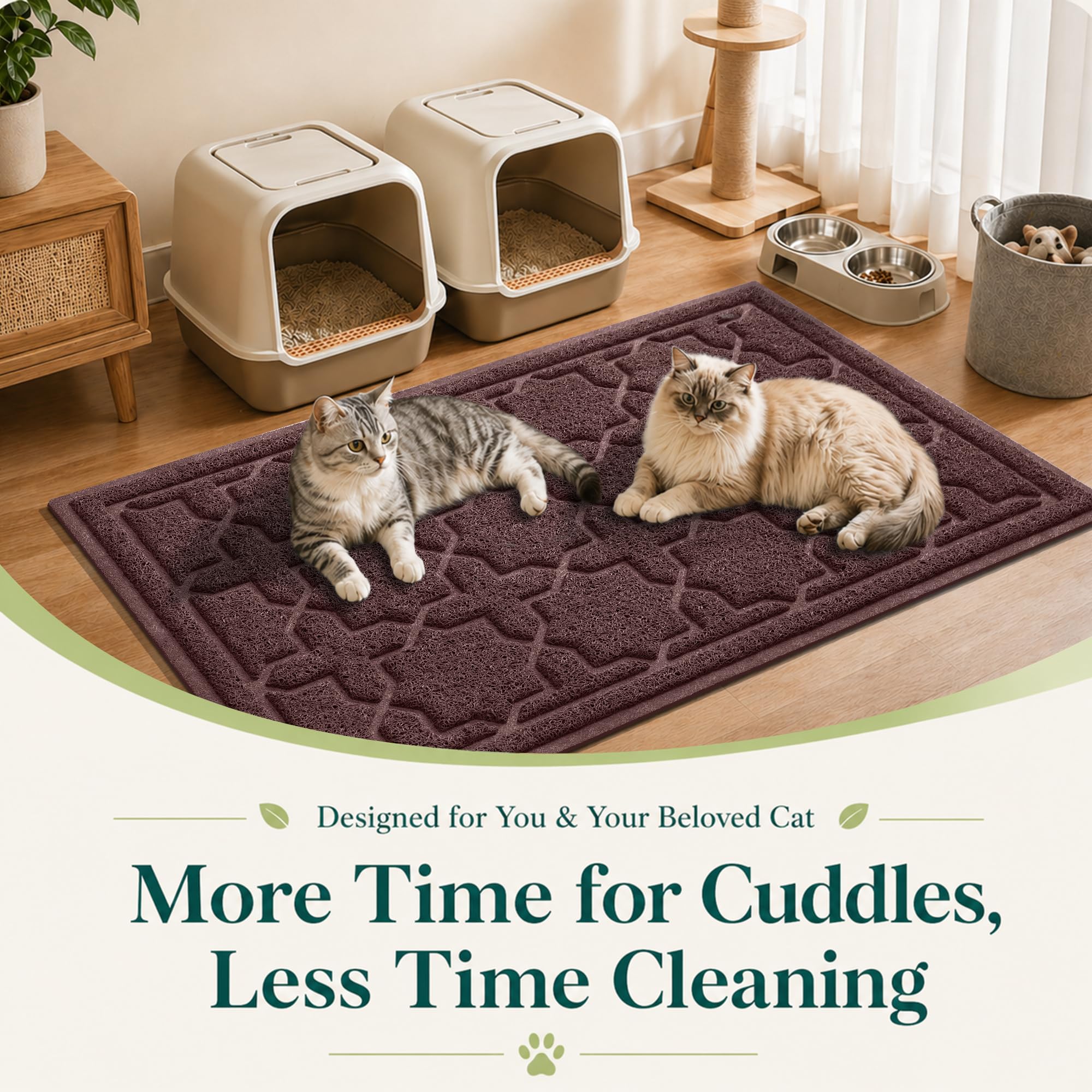 Yimobra Durable - Tappetino per lettiera per gatti, 90 x 60 cm, antiscivolo, resistente allo spargimento, impermeabile, morbido sulle zampe del gatto, senza ftalati, caffè scuro